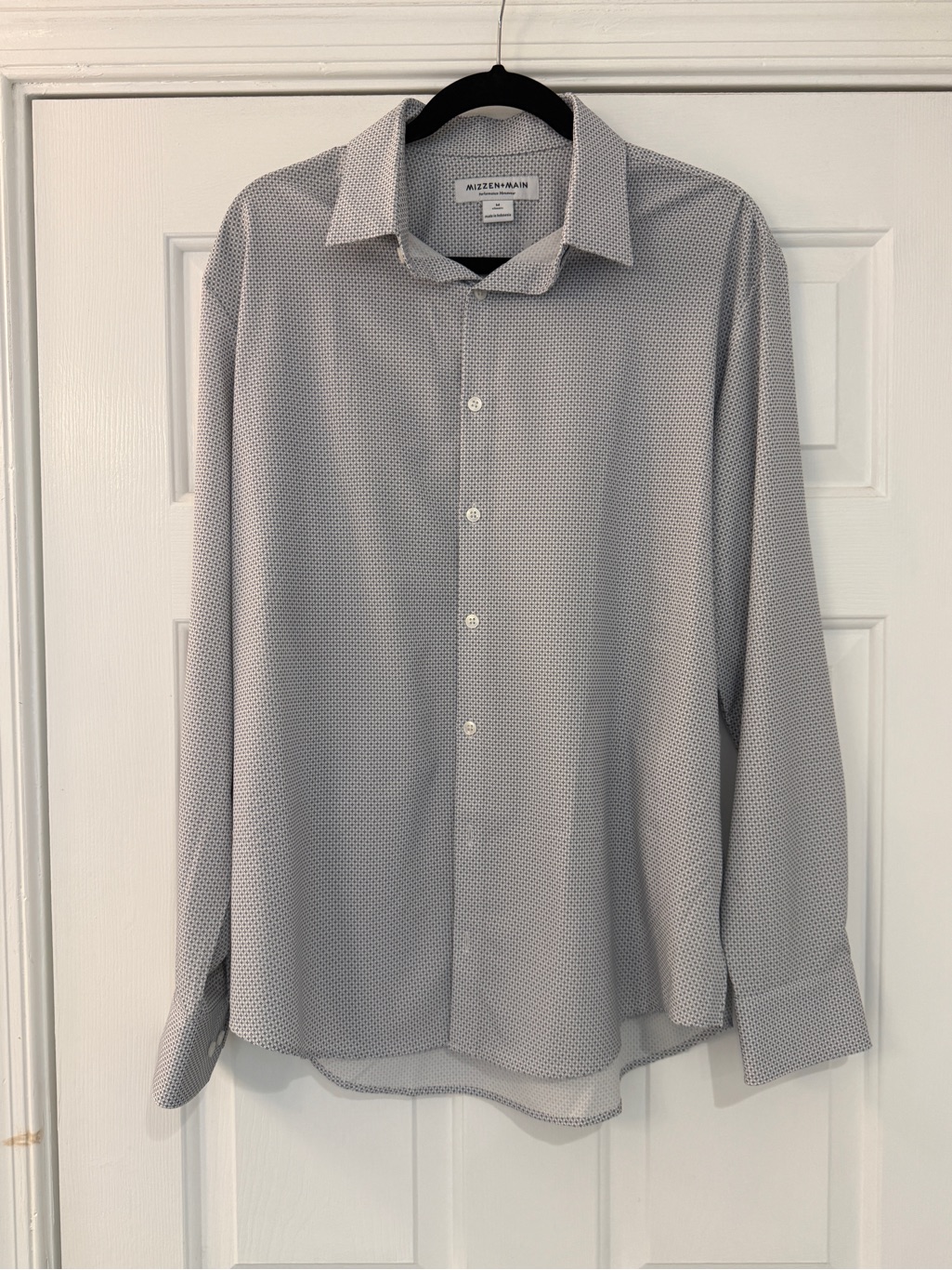 Mizzen+Main Men's Navy/Gray Micro-Pattern Dress Shirt Medium Nwot